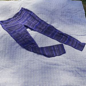 Athleta Purple Stripe Cropped Leggings Medium EUC